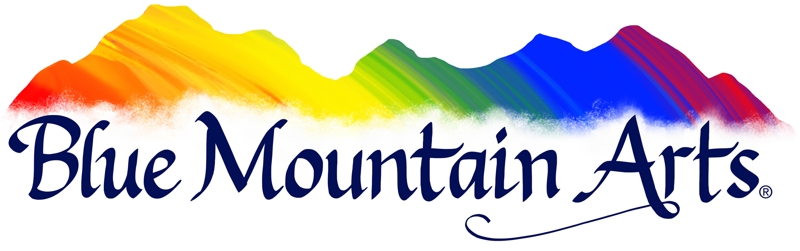 Blue Mountain Arts logo with multi color mountains