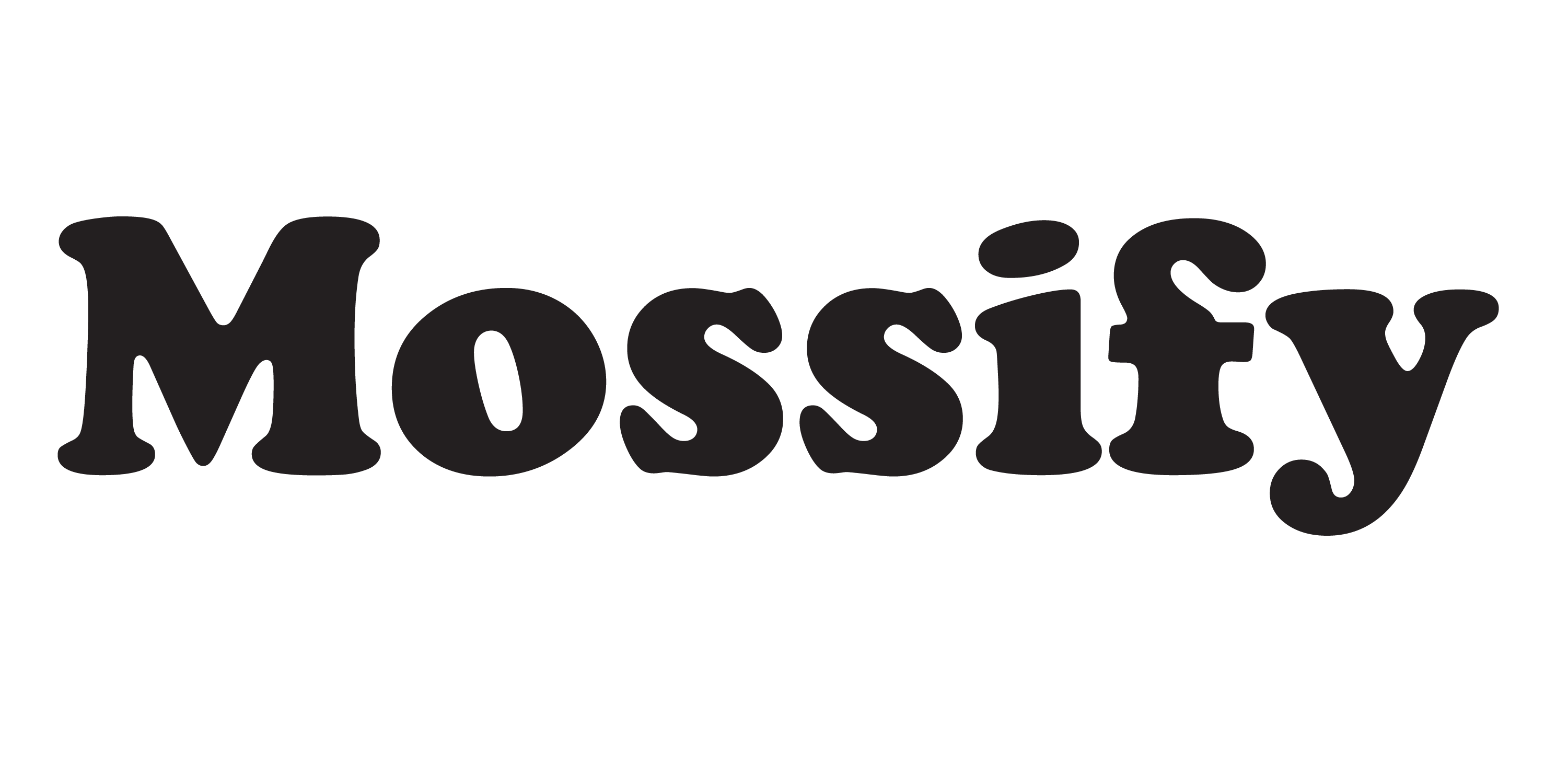 Mossify logoin black text.