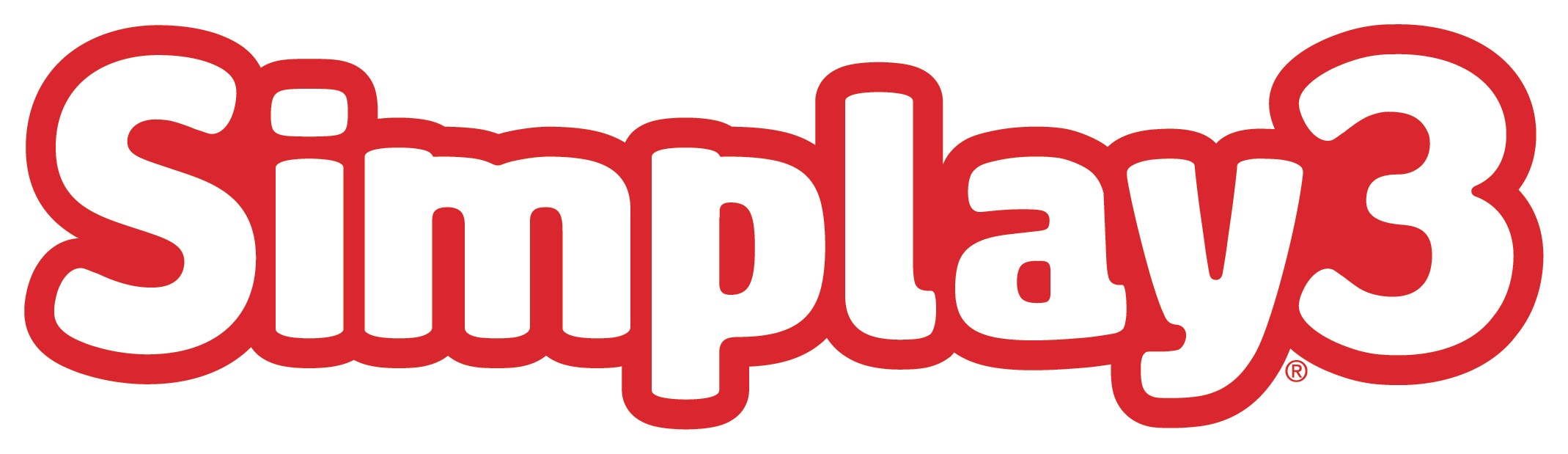 Simplay3 logo in white font and red outline.